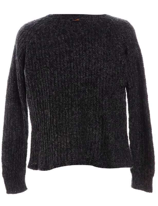 Label Shaun Straight Hem Heavy Knit Jumper Terry Blend Velvet Blend Canvas Blend