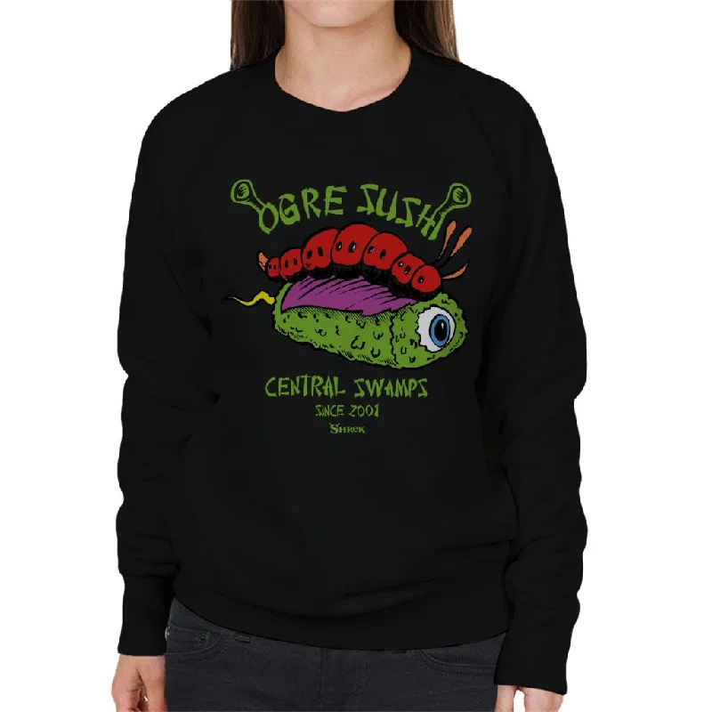 Shrek Ogre Sushi Central Swamps Women's Sweatshirt Hoodie with Rolled Sleeves Casual Relaxed Shrek Ogre Sushi Central Swamps Women's Sweatshirt Hoodie with Rolled Sleeves Casual Relaxed