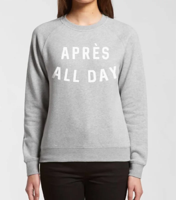 Après All Day Crew Sweater In Grey Beaded Sweater Sequined Faux Fur