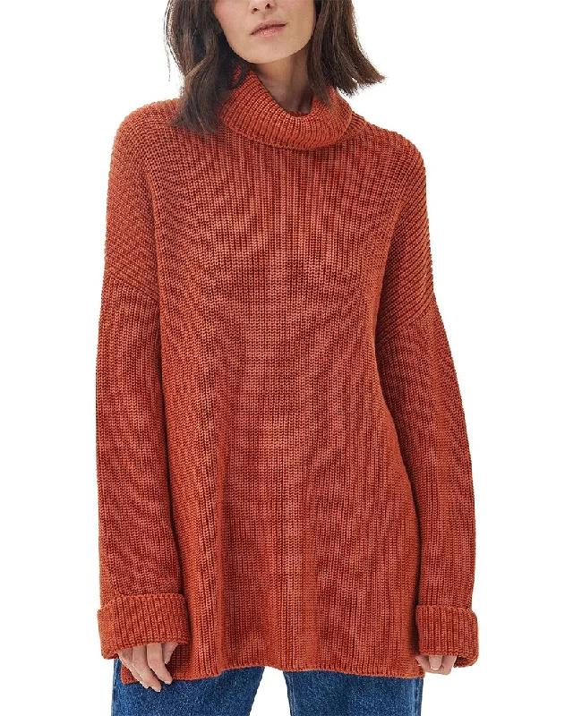 Barbour Wool-Blend Sweater Real Fur Shearling Chenille