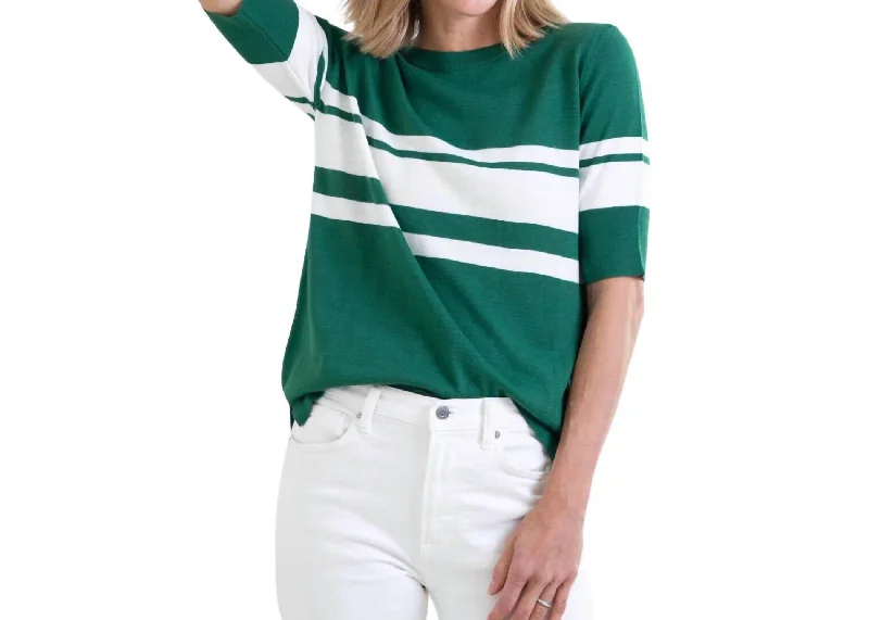 Court Short Sleeve Sweater In Emerald Satin Fabric Silk Fabric Chiffon Fabric