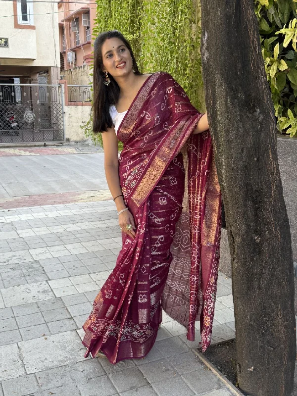 Women Party Wear Bandhej Pura Candy Cotton Silk Saree with Un Stitched Blouse Silky Tunic Blouse Women Party Wear Bandhej Pura Candy Cotton Silk Saree with Un Stitched Blouse Silky Tunic Blouse