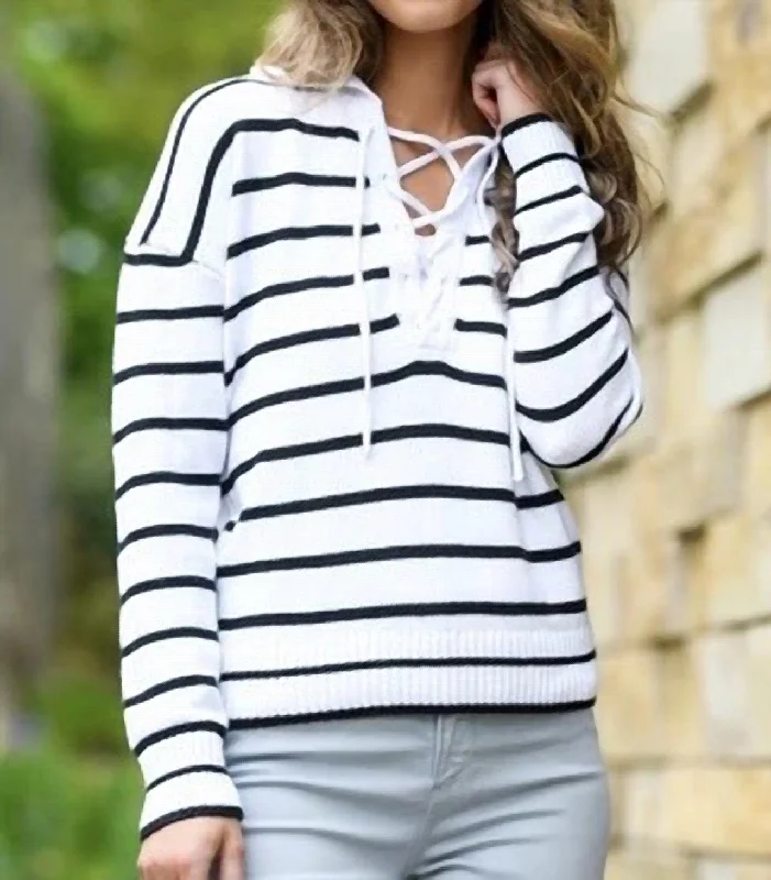 Lace Up Sweater In Multi Embroidered Appliqued Beaded