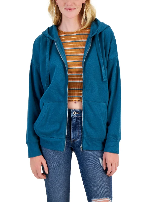 Juniors' Oversized Long-Sleeve Zip-Up Hoodie Oversized Hoodie Comfort Casual