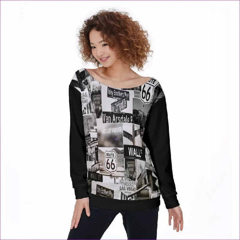 Greyed Streets Womens Off-Shoulder Sweatshirt Hoodie with Rolled Sleeves Casual Relaxed