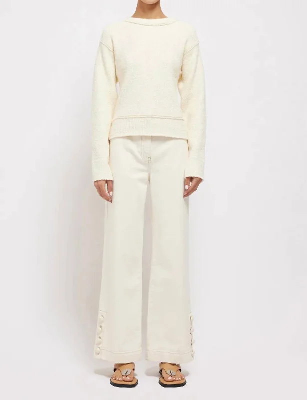 Sabina Crossover Sweater In Ivory Beaded Sweater Sequined Faux Fur