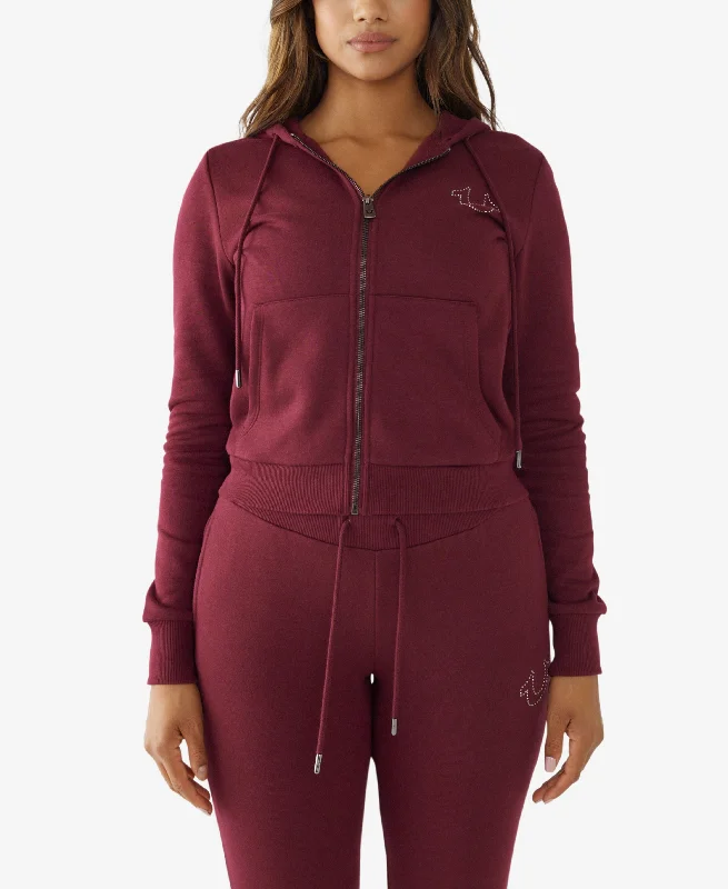 Women's Alumni Classic Zip Hoodie Top Hoodie with Rolled Sleeves Casual Relaxed