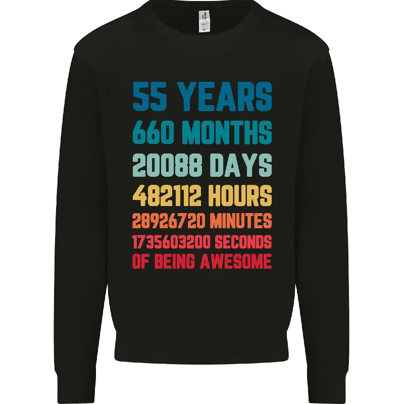 55th Year Celebration: 55 Vintage Men's Birthday Sweatshirt Jumper Hoodie with Side Slits Relaxed Casual 55th Year Celebration: 55 Vintage Men's Birthday Sweatshirt Jumper Hoodie with Side Slits Relaxed Casual