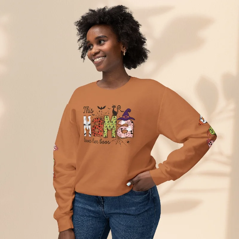 Unisex Lightweight Crewneck Sweatshirt - This Mama Loves Her Boos Hoodie with Hem Raw Edge Edgy Unfinished Unisex Lightweight Crewneck Sweatshirt - This Mama Loves Her Boos Hoodie with Hem Raw Edge Edgy Unfinished