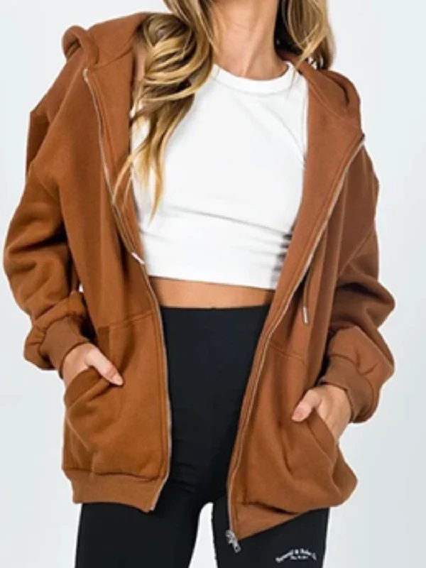 Zip-Up Drawstring Hoodie Hoodie with Mock Neck Collared Structured