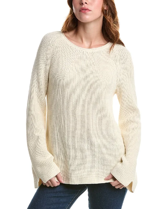 Edinburgh Knitwear Fluted Shaker Knit Sweater Modern Contemporary Chic