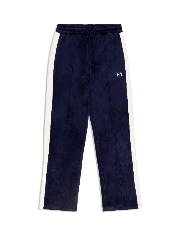 Miss Carlotta Velour Track Pant- Maritime Blue Slim-Fit Leggings