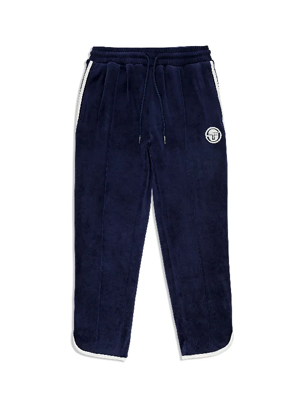 Veneto 3/4 Velour Track Pant- Maritime Blue Elegant Trouser Pants