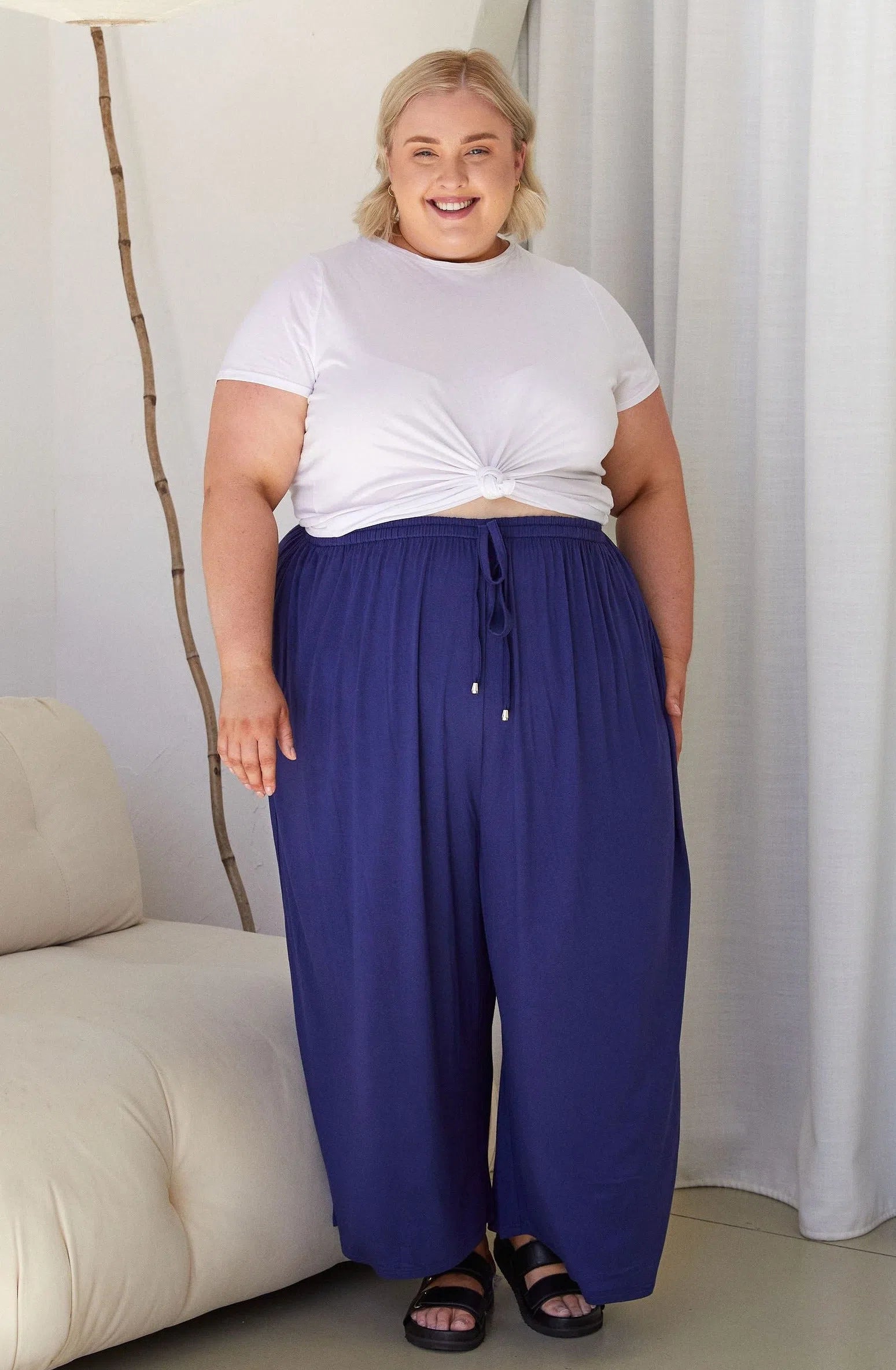Darcy Pants - Navy Casual Wide Pants