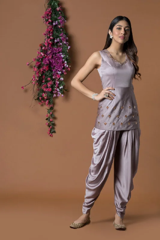 COFFEE SHORT KURTA & DHOTI PANTS SET Trendy Work Pants