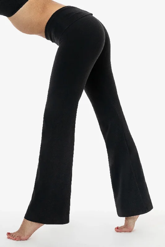Garment Dye Yoga Pants - Black Trendy High-Waist Trousers