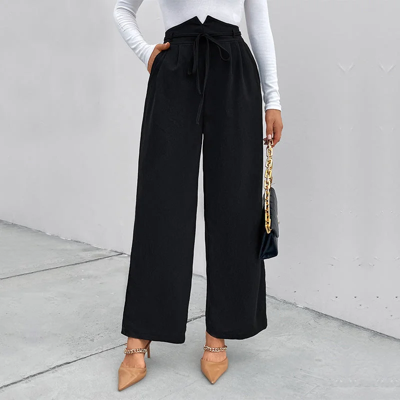 IKEARLAX 2025 cross-border casual high-waisted wide-leg pants straight commuting new casual pants New autumn and winter loose suit pants Casual Track Pants