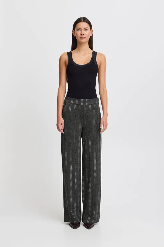 Ruti Wide Pant - Dark Grey Melange Chic Checkered Pants