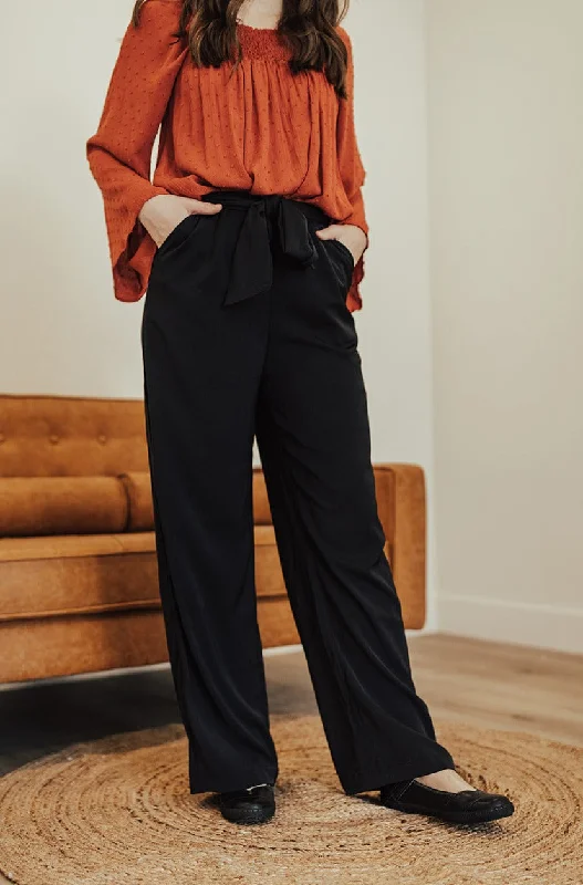 Emma High Waist Pants Two Black Relaxed Lounge Trousers