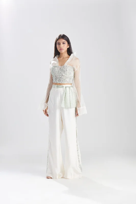Noor Celadon Vrit Corset with Pants Fashionable Sporty Pants