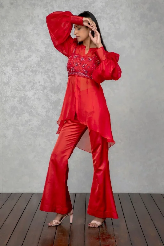 Amber orange organza and silk co-ord pant set Classic Chino Pants