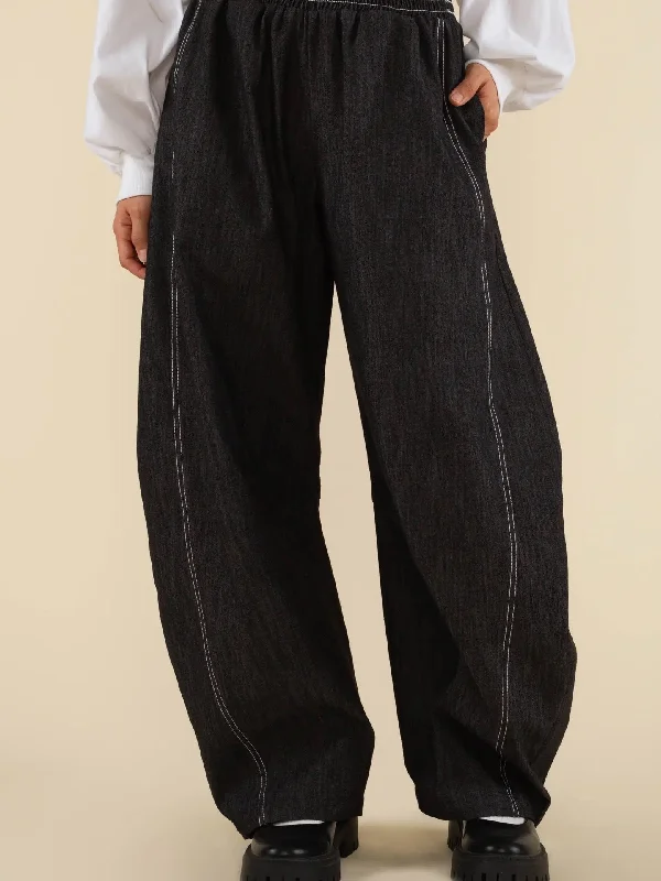 Hudson Black Denim Barrel Pant Formal Slim Pants
