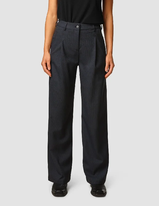 Serene Pants Wide Black Night Pinstripe Comfortable Wide-Leg Pants