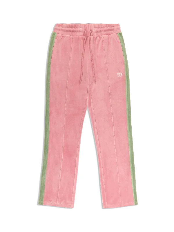 Miss Carlotta Velour Track Pant- Wild Rose Relaxed Linen Pants