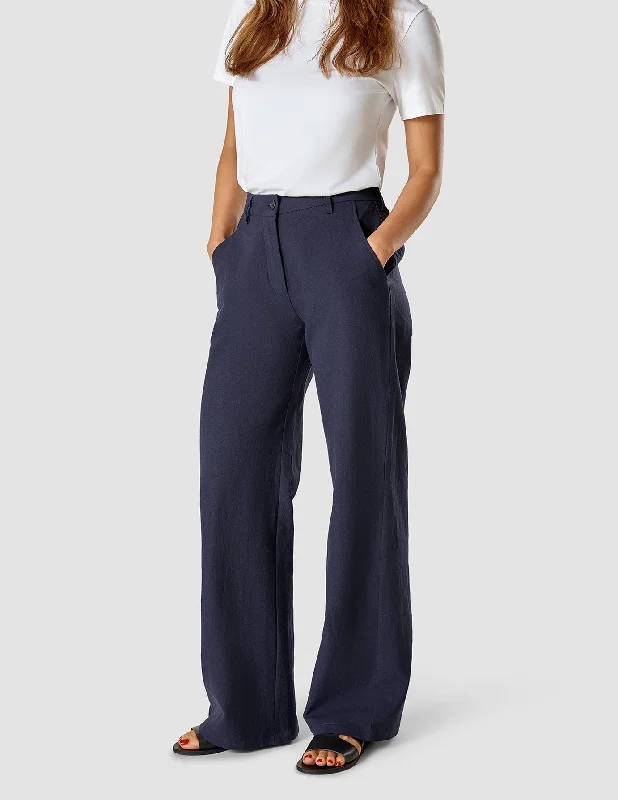 Linen Pants Navy Formal Stretch Pants