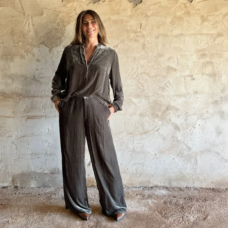 Ella Pants - Women - SV Silk Velvet - S045 Stone Grey Lightweight Linen Pants