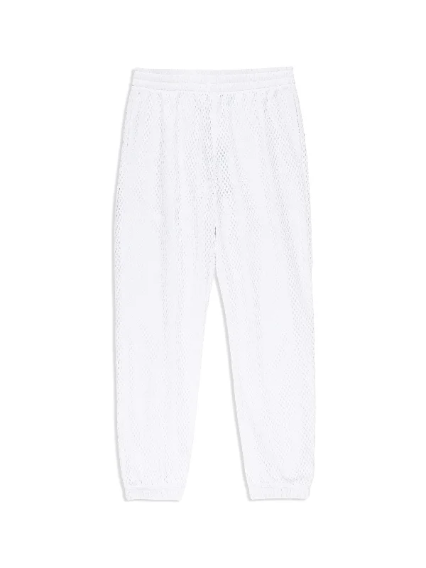Adria Mesh Track Pant- Brilliant White Elegant Silk Pants