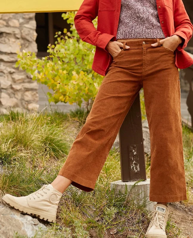 Karuna Cord Wide Leg Pant - Brown Sugar Casual Plaid Pants