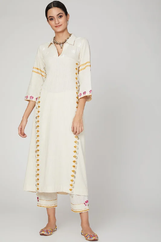 White lotus kurta pants set Cozy Jogger Leggings