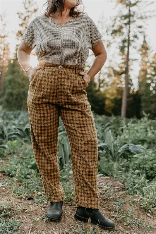 Perfect Pant in Brown Checker Comfortable Maternity Pants