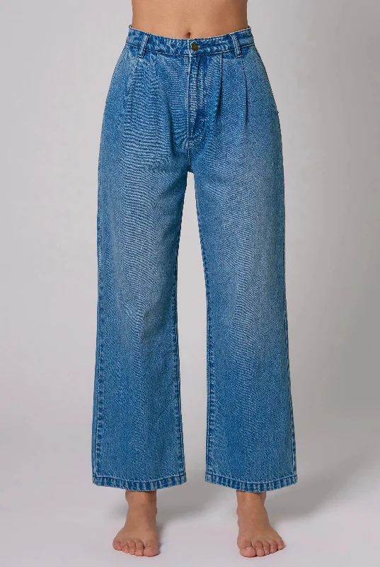 Chloe Pleat Pant - Azure Mid Blue Elegant Dress Pants