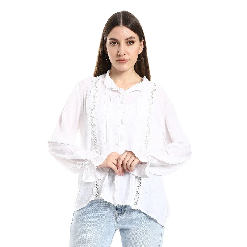 Classic Blouse With A Front Cut - Merch Slim Fit Blouse