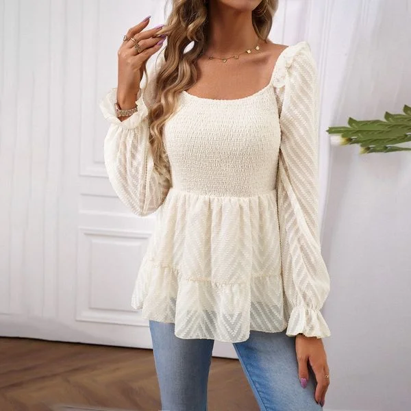 European style Summer Elegant Square neck blouse Boho Chic Blouse