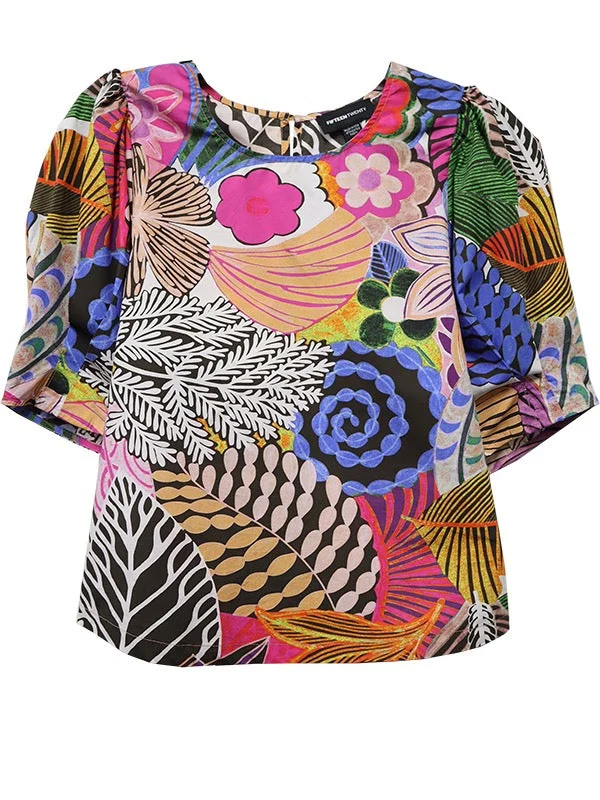 Fifteen Twenty Poof Blouse - PRINT Mandarin Collar Blouse