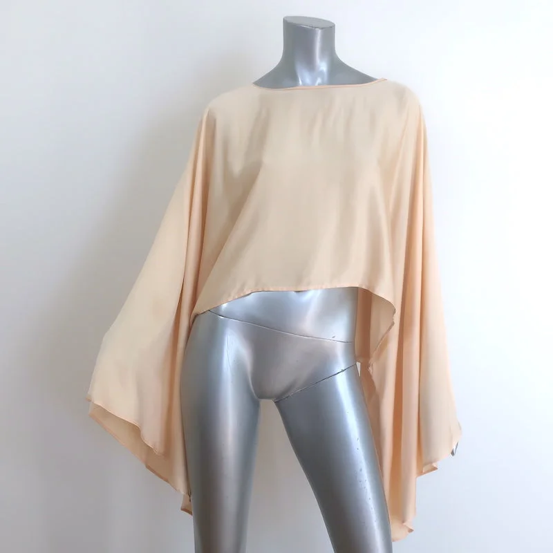 L'Academie Draped-Sleeve Blouse Light Gold Satin Size Extra Small/Small Lightweight Linen Blouse