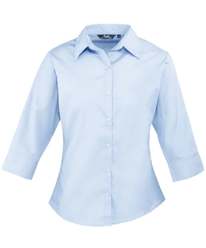 Light Blue - Women's ¾ sleeve poplin blouse Playful Puff Blouse