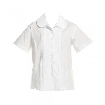 White <br>Pin Tuck Short Sleeved Blouse Classic Minimalist Blouse