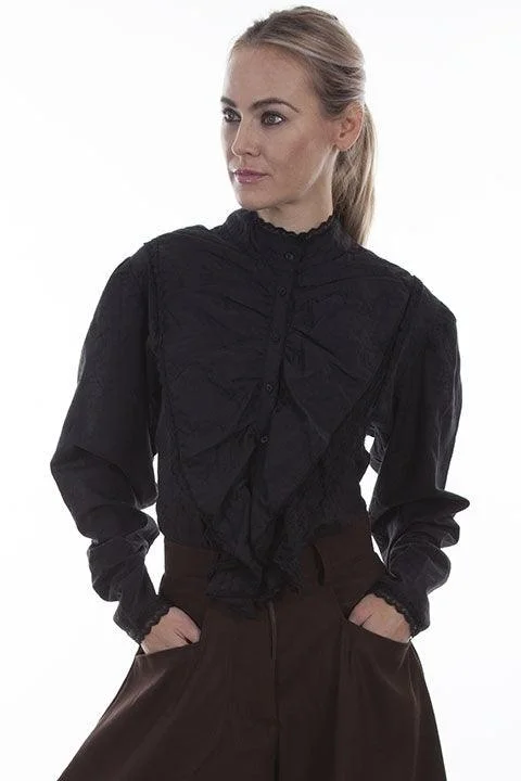 Scully BLACK EMB. FLORAL BLOUSE Polished Work Blouse