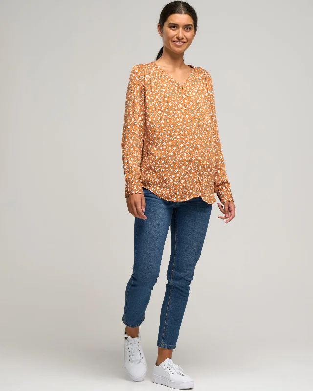 VISCOSE VEE PRINT BLOUSE Airy Cotton Blouse