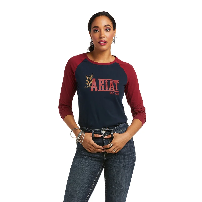 10038062 Ariat Women's REAL Graphic LS Tee Dark Sapphire Zippered Front Buttoned Front Snap Front