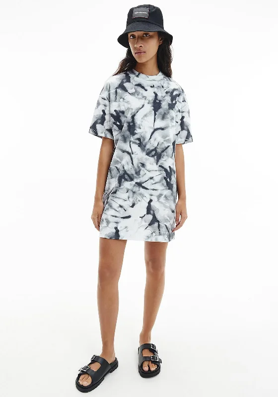 Calvin Klein Marble T-Shirt Dress, Grey Solid Color Striped Floral