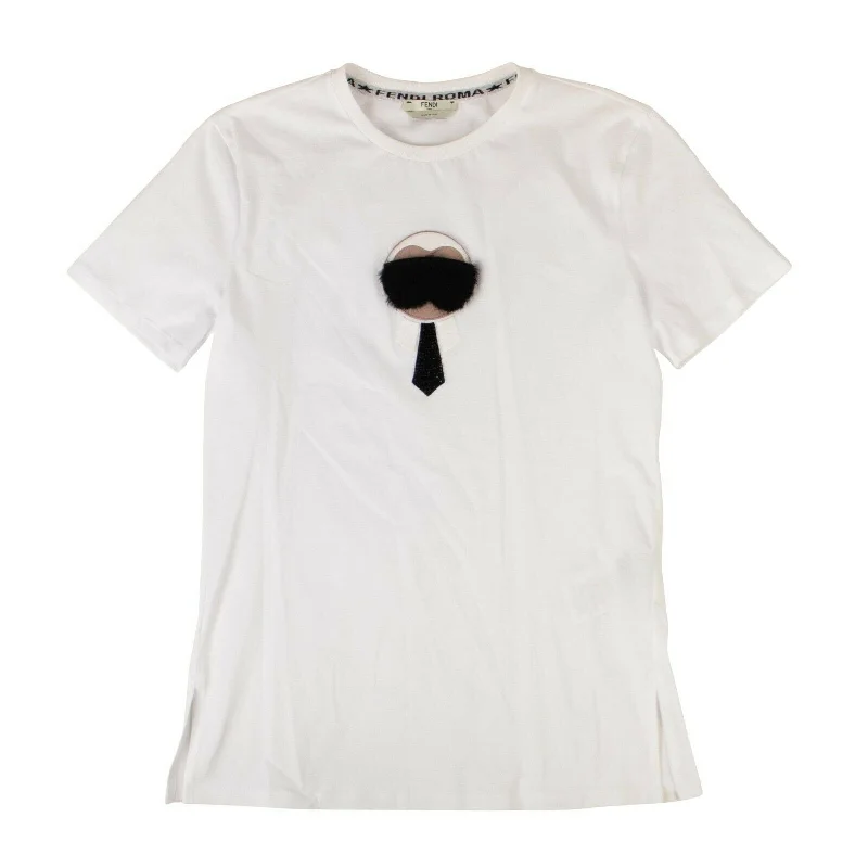 FENDI x KARL LAGERFELD Cotton 'Karl Monster' T-Shirt - White Oversized T-Shirt Spandex breathable