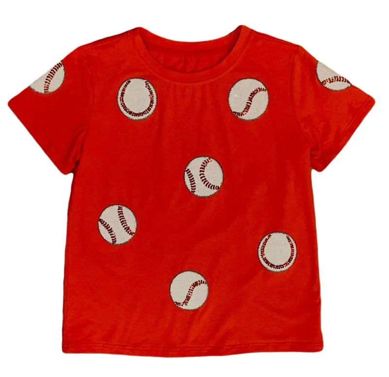 Fly Balls Red Baseball Tee Cozy Warm Stylish