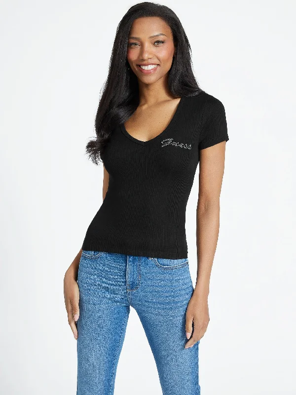 Frankie Logo Tee Zippered Front Buttoned Front Snap Front