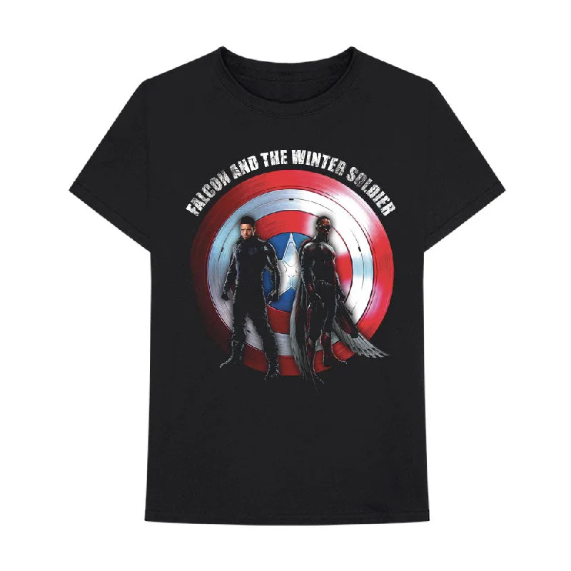 Marvel Comics | Official Band T-Shirt | Falcon & Winter Soldier Shield Logo Machine Wash Dry Clean Hand Wash