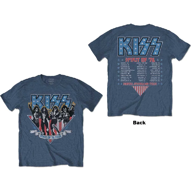 KISS | Official Band T-Shirt | Americana (Back Print) Collared T-Shirt Boat Neck A-Line